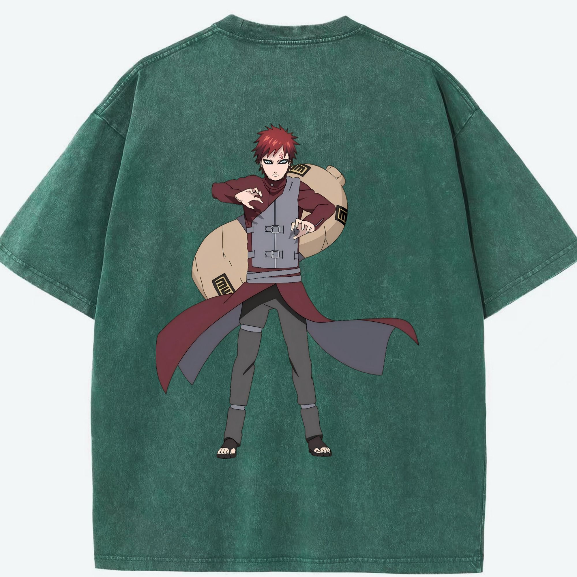 （画像用） NARUTO -ナルト- ガアラ Gaara 綿100% ヴィンテージ風 半袖Tシャツ（背面プリント）